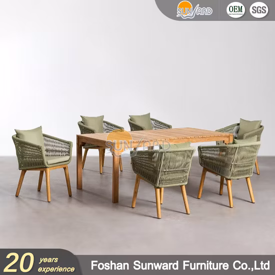 Aluminum Garden Patio Outdoor Furniture Rope Wicker Rattan Dining Chair and Table
